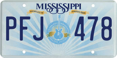 MS license plate PFJ478