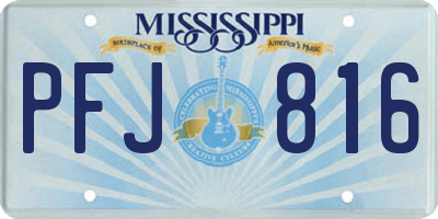 MS license plate PFJ816