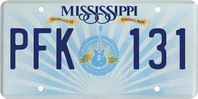 MS license plate PFK131