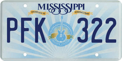 MS license plate PFK322