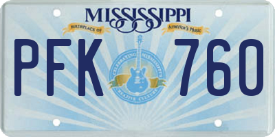 MS license plate PFK760