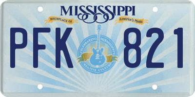 MS license plate PFK821