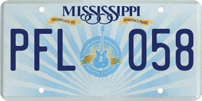 MS license plate PFL058
