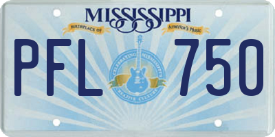 MS license plate PFL750