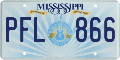 MS license plate PFL866