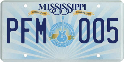 MS license plate PFM005