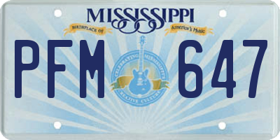 MS license plate PFM647