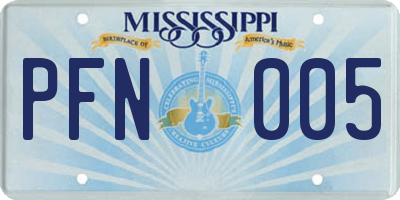 MS license plate PFN005