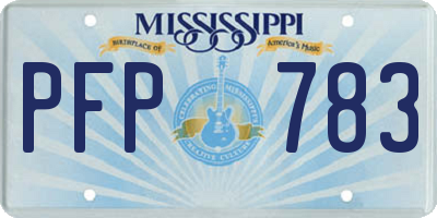 MS license plate PFP783