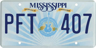 MS license plate PFT407
