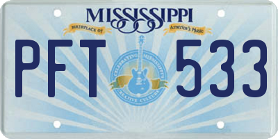 MS license plate PFT533