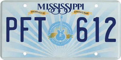 MS license plate PFT612