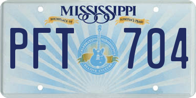 MS license plate PFT704