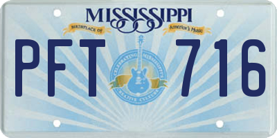 MS license plate PFT716