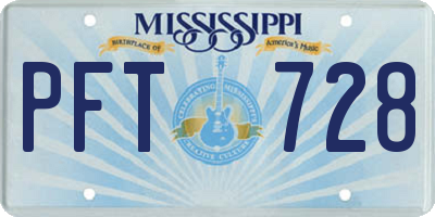 MS license plate PFT728