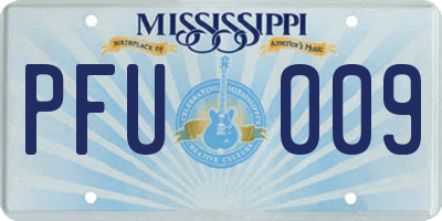 MS license plate PFU009