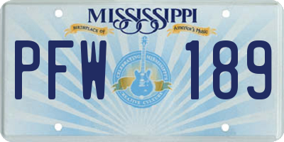MS license plate PFW189