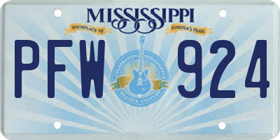 MS license plate PFW924