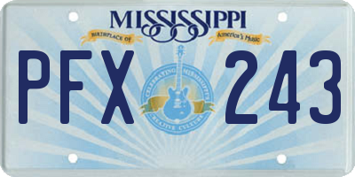 MS license plate PFX243