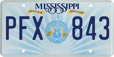 MS license plate PFX843