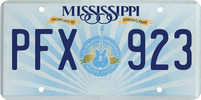 MS license plate PFX923