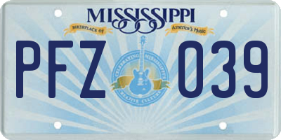 MS license plate PFZ039