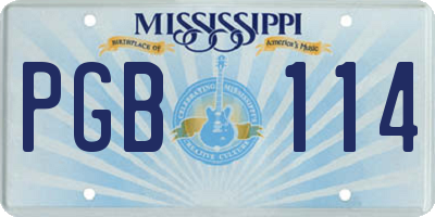 MS license plate PGB114