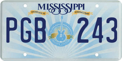 MS license plate PGB243