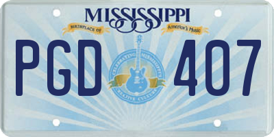 MS license plate PGD407
