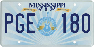 MS license plate PGE180