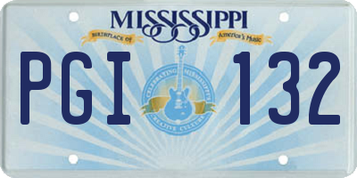 MS license plate PGI132