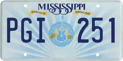 MS license plate PGI251