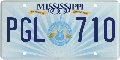 MS license plate PGL710