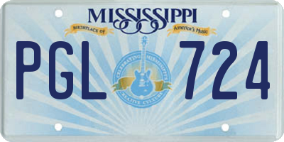 MS license plate PGL724