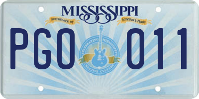 MS license plate PGO011