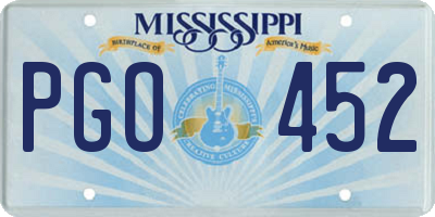 MS license plate PGO452