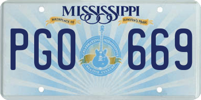 MS license plate PGO669