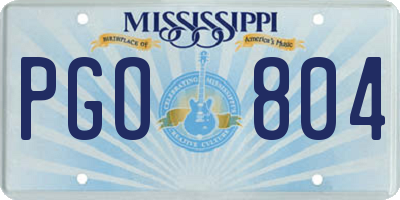 MS license plate PGO804