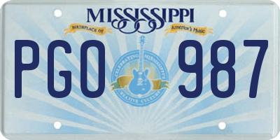 MS license plate PGO987