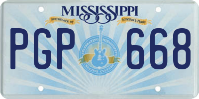MS license plate PGP668