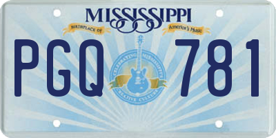 MS license plate PGQ781