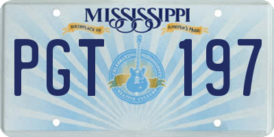 MS license plate PGT197