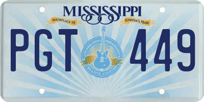 MS license plate PGT449