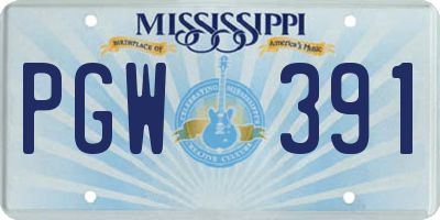 MS license plate PGW391