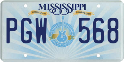 MS license plate PGW568
