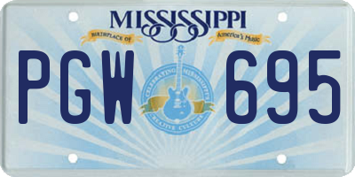 MS license plate PGW695
