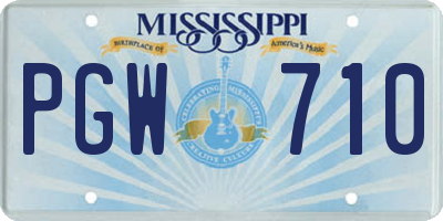 MS license plate PGW710