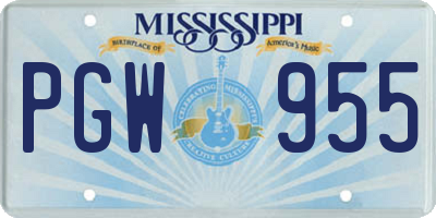 MS license plate PGW955