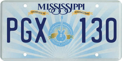 MS license plate PGX130