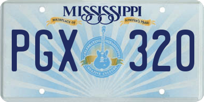 MS license plate PGX320